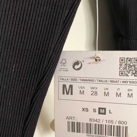 ZARA Black Bodycon Dress Ribbed M - Picture 4 of 11